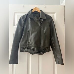 T Tahari Vegan Leather Bomber Jacket